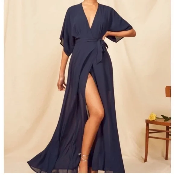 REFORMATION Navy Blue Winslow Maxi Dress New with Tags! - Picture 8 of 11